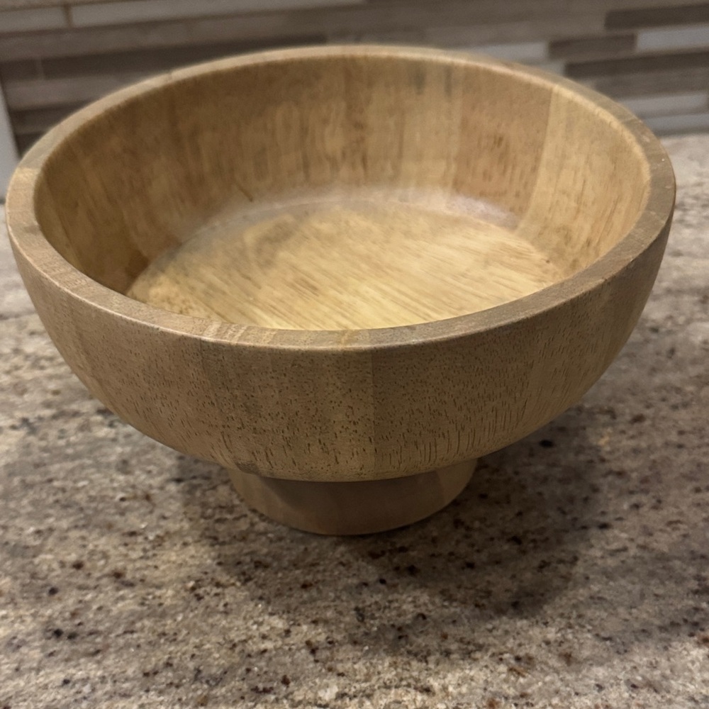 Studio McGee Natural Wood Pedestal Bowl